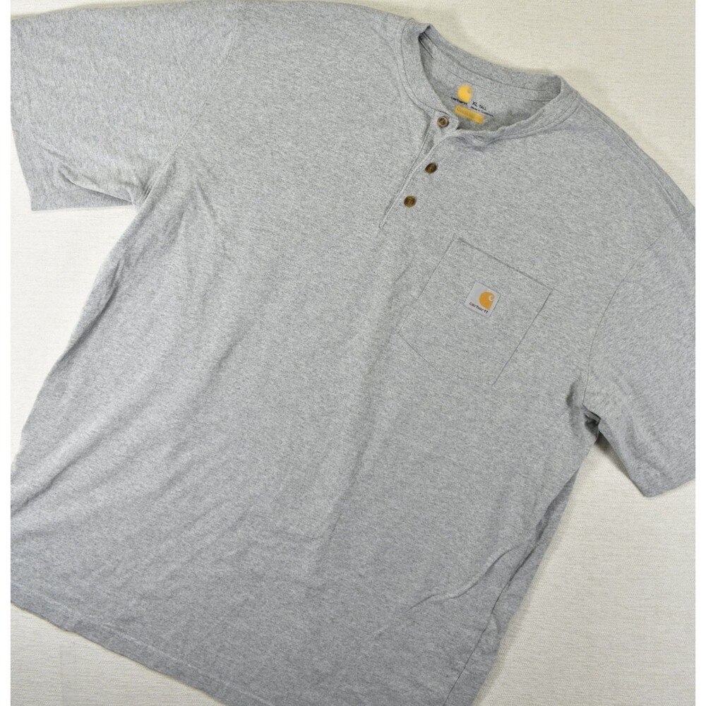 Carhartt Henley Shirt XL Tall Gray Short Sleeve Workwear Pocket T Shirt K84